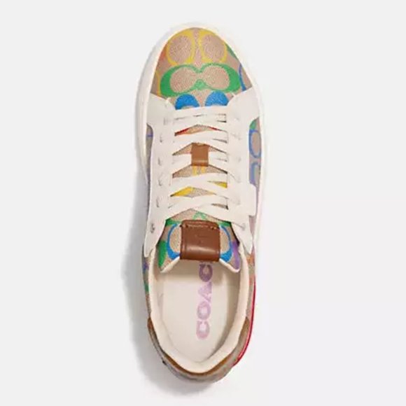 🌈 Coach Lowline Low Top Sneaker In Rainbow Signature Canvas - Picture 5 of 14
